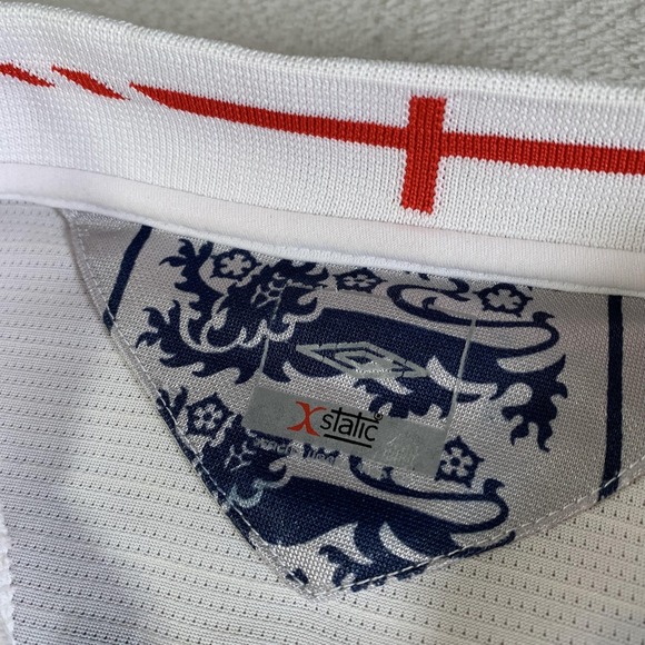 England National Team Shirt Jersey Mens L White Soccer Umbro Beckham Home Static - Picture 3 of 15